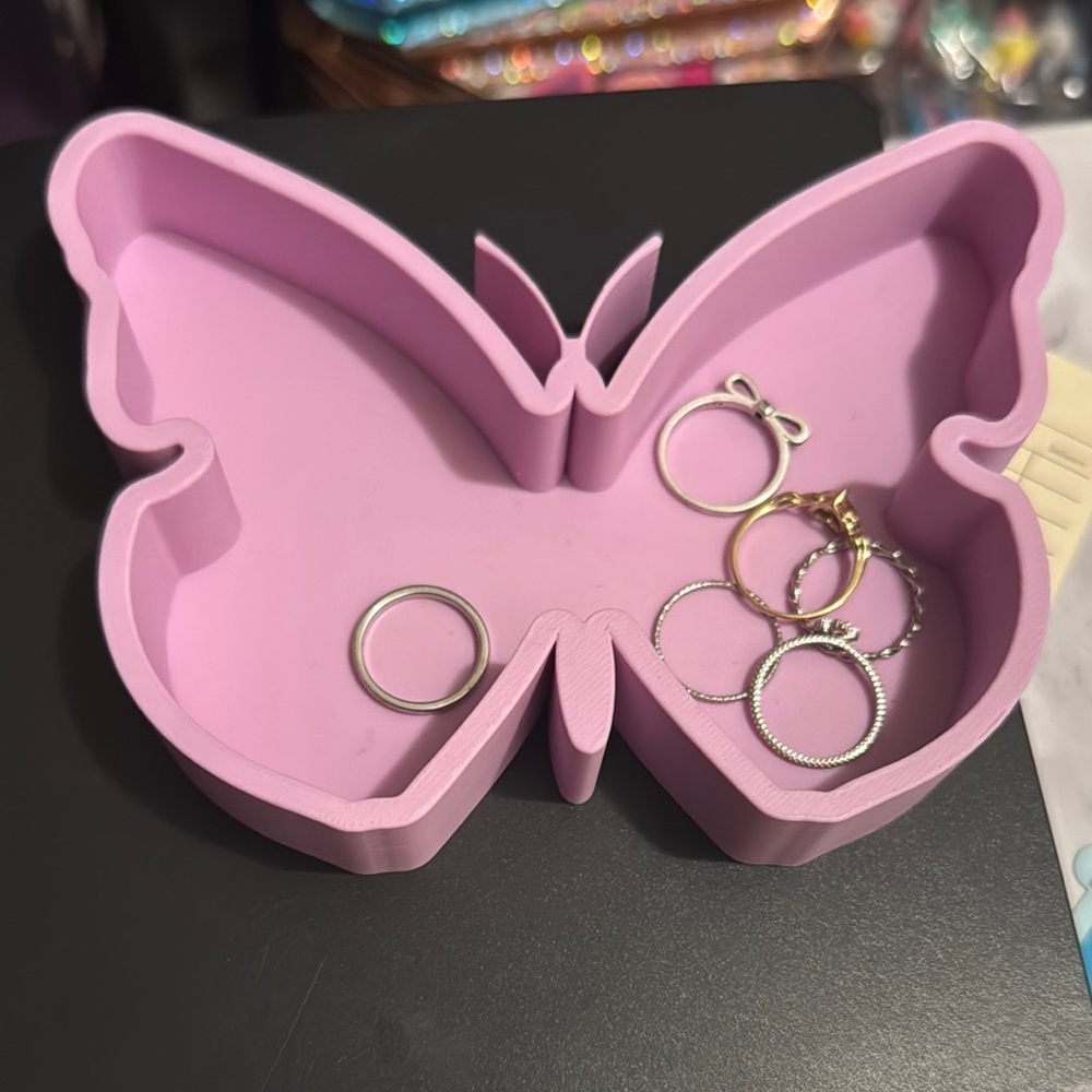 Pink Butterfly Jewelry Tray